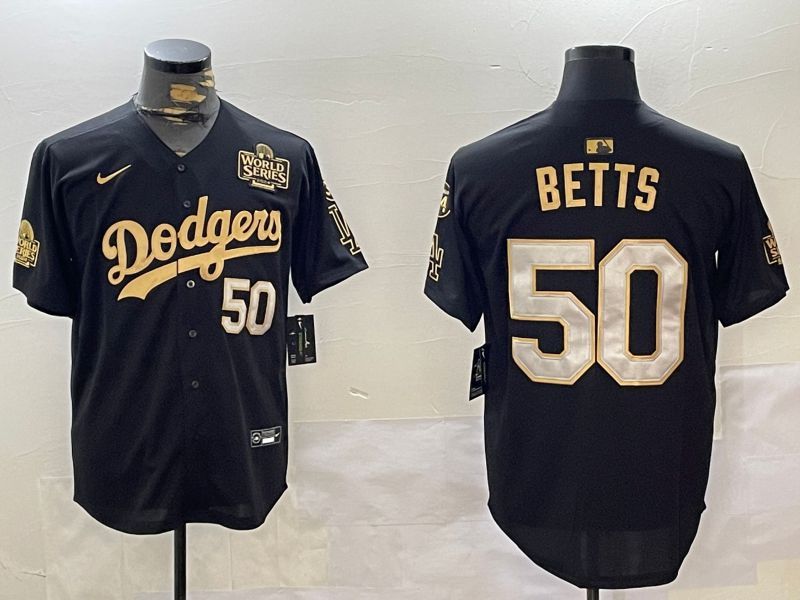 Men Los Angeles Dodgers #50 Betts Black Gold Game 2024 Nike MLB Jersey style 12022->los angeles dodgers->MLB Jersey